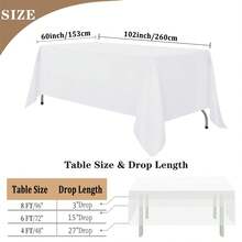 10 Pack White Table Cloth For Rectangle Tables,60x102 Inch-Washable And Reusable Table Cloths For 6-8 Ft Rectangle Table,Polyester Fabric Table Cover For Party,Wedding,Buffet