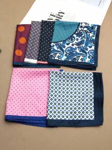 1pc Men's Floral Geometric Pocket Square/Handkerchief, Suitable For Suits, Business, Street Style