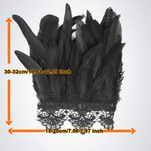 Women Lace Artificial Feather Gloves Witch Angel Costume Accessories Swan Wings Wrist Bands Halloween Accessories
