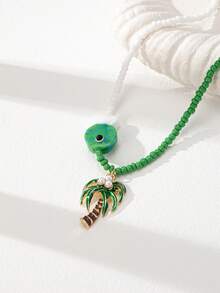 1 pieza Collar con colgante de pez de cerámica con cuentas de vidrio artesanales bohemios, forma y color aleatorios, naranja - Multicolor - Ver 7