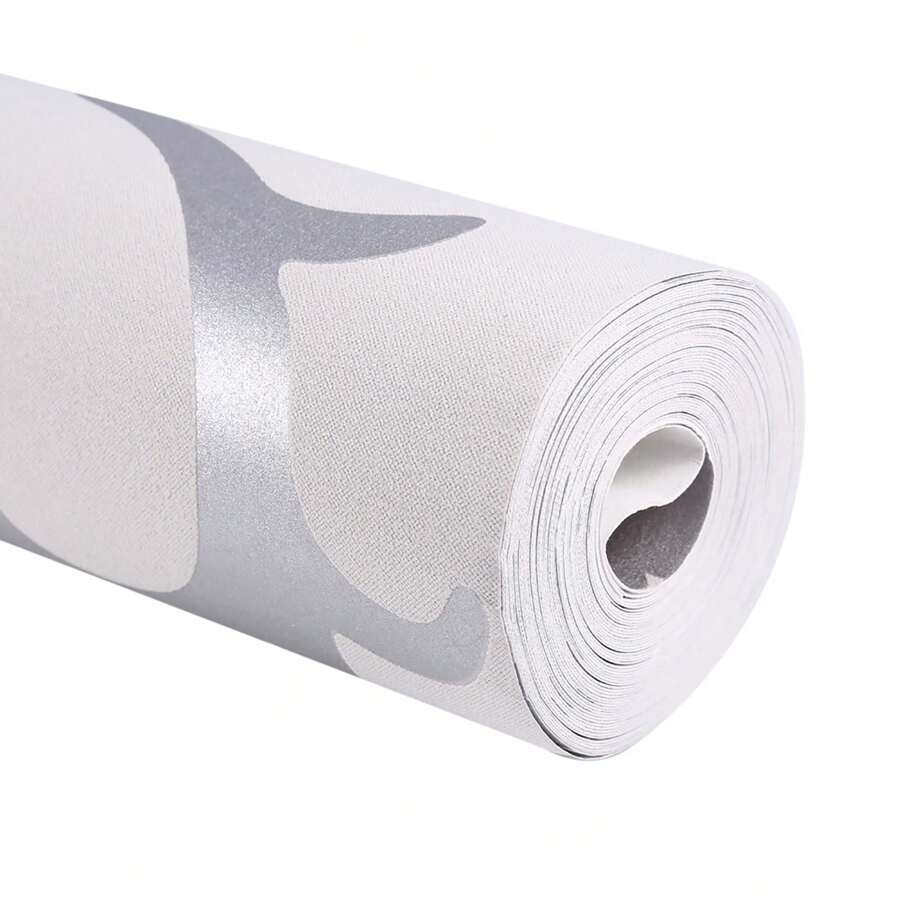 Carta da parati in tessuto non tessuto goffrata di lusso per camera da letto, carta da parati 3D verticale, argento Parole chiave