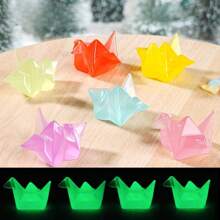 Random5pcs/10pcs/15pcs Micro Landscape Creative Dreamy Night Light Thousand Paper Crane Handmade DIY Decoration Blind Bag Accessories Mini Desktop Ornaments