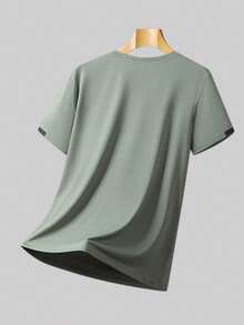 1-Piece Men's Cool, Breathable, And Stretchy Sports Short-Sleeve T-Shirt | Lightweight And Comfortable Athletic Wear | Lightweight, Sweat-Wicking, And Quick-Drying | Suitable For Running And Training | Men's Stretchy And Comfortable Running And Fitness Training Top | Athletic Wear For Running And Fitness | - Green - View 3