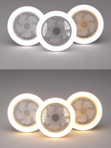 E27 螺紋底座香氛風扇燈，適用於客廳、廚房、臥室，遙控/牆壁控制，LED 白光、暖光、中性光，3 速風扇，高顯色指數 - CPFS-02 - 查看 3