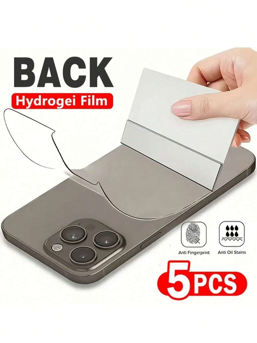 5 片全覆盖背面水凝胶屏幕保护膜,适用于 - 黑色 - 查看 1