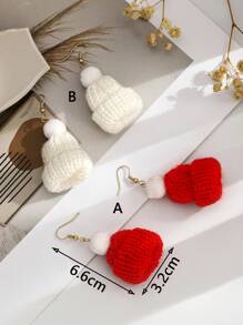 1 Pair Handmade Bohemian Style Woven Hat And Earrings Set, Fashion Classic Versatile, Suitable For Daily Wear, Party, Christmas