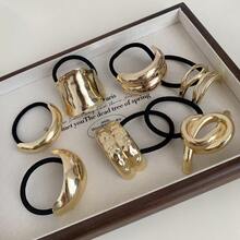 7个/6个/5个/1个金属简约时尚发圈套装 马尾辫发圈 发绳 橡皮筋 发圈 发绳 弹性发圈 发圈 发饰 发饰 发带 - 彩色 - 查看 2