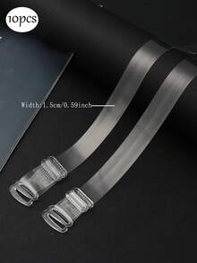 10Pcs Invisible Shoulder Strap Plastic Buckle, Transparent Bra Strap Invisible Underwear Strap, TPU Transparent Bra High Elastic Versatile Fixed Buckle, No Tape One-Line Buckle, Detachable And Adjustable Shoulder Strap Elastic Silicone Non-Slip Underwear Accessories - Clear - View 9