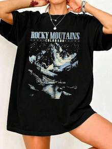 女装夏季字母图案印花圆领短袖简约休闲日常T恤上衣可爱上衣女夏上衣