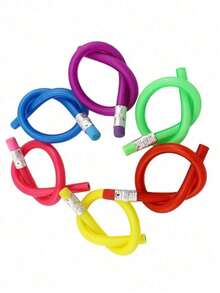 20 Stücke flexible farbige gestreifte biegbare Bleistifte mit Radiergummis, Geschenke und Partydekorationen (Nur für Erwachsene), zufällige Farben