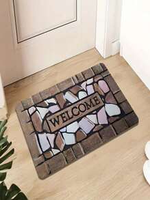 1/2pcs Welcome Home Pebble Printed Pattern Floor Mat - Non Slip Floor Mat, Suitable For Indoor/Outdoor Use, Perfect For Entranc Mats, Kitchen Mats, Laundry Room Mats, Bathroom Mats, Living Room Mats, Etc., Washable Area Mats