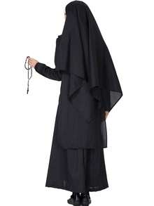 Adult Medieval Cross Nun Dress Vintage Renaissance Female Religious Costume Halloween - Black - View 2