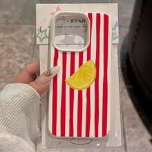 1个TPU材质红色条纹柠檬极简手机壳，兼容苹果手机 - 白色 - 查看 2