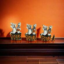 Decoração de casa de resina para Halloween - miniaturas de fantasmas, morcegos e abóboras