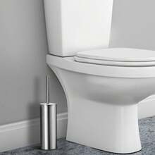 1个304不锈钢拉丝金落地式马桶刷架，可清洁边角缝隙，壁挂式紧凑型马桶刷及支架，不锈钢手柄，金色、黑色和拉丝金可选，浴室配件，浴室工具 - 落地馬桶刷 - 查看 2