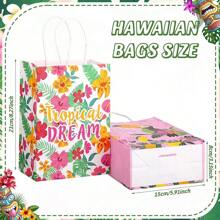 24 piezas/12 piezas/6 piezas/2 piezas Bolsas de regalo con temática hawaiana, bolsas de regalo de papel tropical para fiestas de cumpleaños y de género, suministros para fiestas hawaianas de verano, bolsas de regalo con asas adecuadas para decoraciones de fiesta de cumpleaños aloha