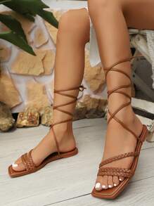 2025 Summer New Flat Lace-Up Sandals, Casual Shoes For Women
