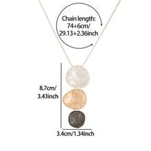 Asymmetrical Textured Bohemian Gothic Style Platinum & Black Pendant Y-Necklace, Versatile For Daily Wear, Party, Music Festival, Gathering, Holiday Gift