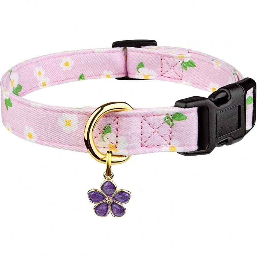 Pet Basic Dog Collars - Purple Flower - View 1