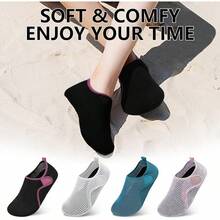 Scurtain Barefoot Shoes Women Men Beach Swim Aqua Socks Summer Quick-Dry Sandals Slippers - Meshblackpurple - 查看 6