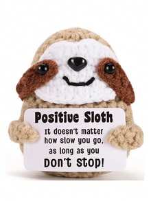 1个手工钩织可爱娃娃摆件，附赠卡片，适用于盆栽植物、卧室、办公室、客厅、家居、景观、汽车、窗户等场所，毛绒娃娃，积极向上，针织填充动物，钩织毛绒娃娃礼物