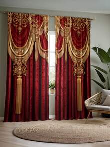 2 tấm rèm cửa màu đỏ và vàng sang trọng, chất liệu vải chải mịn, cản sáng một phần, phù hợp trang trí phòng khách và phòng ngủ, màu đào và be nhạt, họa tiết bướm, in trên kính, hiệu ứng in kỹ thuật số 2D, mỏng, không nhiều lớp, giá cả phải chăng, vải chải mịn 90g - Nhiều màu - Xem 6