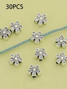 100 件/30 件合金双面花形隔珠，花卉图案，空心珠，适用于珠宝制作，DIY 串珠手链、项链、脚链、吊坠、手工配饰 - 彩色 - 查看 8