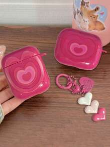 1 pieza Carcasa decorativa con colgante con forma de corazón rosa compatible con AirPods Pro 1/2/3/4