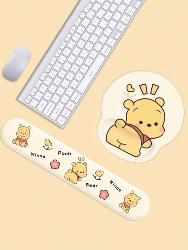 Disney Disney Winnie The Pooh Ergonomic Wrist Rest Mouse Pad & Laptop Mat - Official Licensed Multi-Functional Desk Pad With Premium Silicone Core & Milk-Silk Surface, Non-Slip Rubber Base For Office/Home/Gaming Comfort (Vivid Printing Technology, Aesthetic Desktop Decor Accessory),School Supplies,Back To School