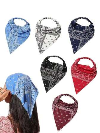 1 件复古头巾头带，新款面料三角头巾，透气弹性三角围巾头巾，适合女士