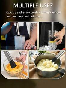 1 szt. tłuczek do kruszenia lodu i owoców, tłuczek do koktajli, stalowy tłuczek do koktajli, akcesoria barmańskie, tłuczek do cytryn do domowej kuchni, kruszarka do lodu, wielofunkcyjny młotek do lodu odporny na korozję i rdzę - Srebro - Zobacz 5