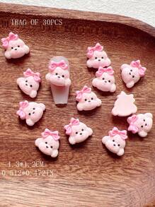 30 Pcs Cute Teddy Dog Shaped Resin Nail Art 3D Decorations