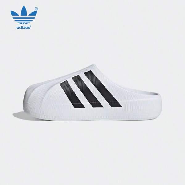 Adidas Sandálias Esportivas Unissex Adidas Originals Adifoam Superstar, Pretas e Brancas, Biqueira Shell Toe, Tênis Mule Esportivo Slip-On IF6184