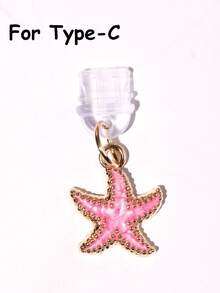 1/4pcs Multicolor Starfish Dust Plug, Creative Cute Fashion Marine Life, Glossy Alloy Metal Pendant, Transparent Silicone Dust Plug Accessory For Smartphone, Tablet, Kindle, Charging Port Decor, Suitable As Small Gift, Compatible With IPhone Lightning/Type-C, Firmly Protects Charging Port From Water, Moisture And Dirt