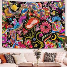 1pc Floral Mushroom Tapestry, Hippie Sun And Moon Tapestry Bohemian Celestial Tapestry Aesthetic Tapestries Wall Tapestry For Bedroom Medieval Tapestry For Bedroom And Living Room Decor Sun And Moon, Can Be Used As Sofa Cover, Wall Hanging, Photo Backdrop, Indoor Tablecloth And Outdoor Picnic Blanket Home Decor Room Decoration Stuff Bedroom Decor Flag
