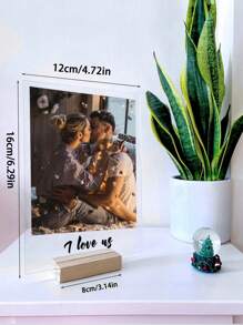 1 Placa de acrílico personalizada con foto de pareja, tamaño 4.72 X 6.29 pulgadas, con base de madera, perfecta para exhibir en el dormitorio, ideal para parejas, recién casados, aniversarios, regalos del Día de San Valentín