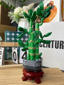 500+Pcs Magnolia Flower Building Block Set, 4 Seasons Combination Including Peach Blossom, Bamboo, Peony, Orange Tree With Vase Base, Chinese Style Decorative Collection Piece, Suitable For Indoor Home Display, Great Gift For Men And Women, All Holidays