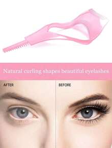 Three-In-One Mascara Applicator, Mascara Protection Tool, Eyelash Auxiliary Device, 1pcsreusable Makeup Assistant, Auxiliary Device Suitable For Beginners To Perfectly Apply Eyelashes And Eyeliner, To Create Naturally Non-Caking Eyelashes, Mascara Shield Applicator For Eyelash Protection With Eyelash Separator Tool Eyelash Tweezers Girl.