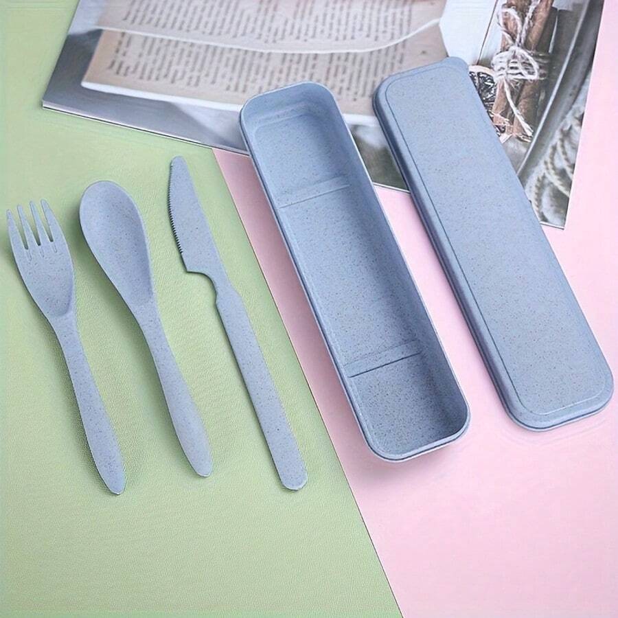 [3-In-1 Portable Camping Utensil] 3 In 1 Camping Utensil Set, Reusable Utensils Set With Case, Travel Utensils, Portable Utensils Set, Plastic Case For Travel Picnic Camping Or Daily Use