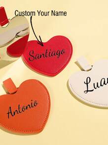 1pc Personalized Wedding Makeup Heart Shaped Mirror - Bridesmaid Gift - Customized PU Leather Compact Mirror - Handy Mirror - Bridal Party Gift - Gift For Mom, Sister, Her
