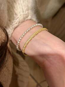 1pc Wheat Ear Braided Bracelet, Women's, Fully Encrusted With Diamonds, Layered And Beautifully Woven - Sui Sui Peace Bracelet - View 6