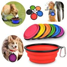1 pezzo Ciotola da viaggio per cani pieghevole di alta qualità - in TPR durevole, design portatile e pieghevole rapido con moschettone, ottima per nutrire e dare acqua agli animali domestici durante le avventure all'aperto