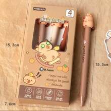 4 Stücke kreative Cartoon neutrale Stifte, süße Kapibarasan Panda Kugelschreiber, schnell trocknende Schüler Druckknopfstifte