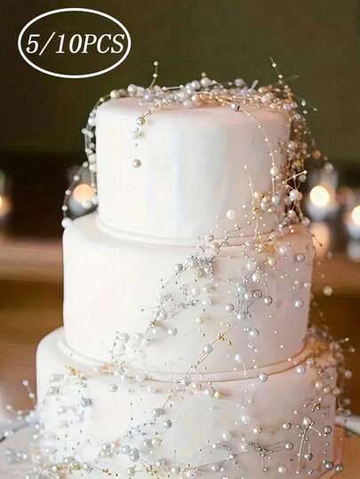 Dây hạt ngọc trai giả màu trắng (5/10 hạt), vòng hoa nhựa ngọc trai giả acrylic, dây ngọc trai acrylic trắng thanh lịch tuyệt đẹp, đặc biệt thích hợp làm phụ kiện trang sức cho tiệc cưới, sinh nhật, trang trí bánh kem, phụ kiện trang trí bánh (8+3mm)