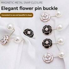 1/2/4/6/8/10pcs Set Camellia Flower Brooch, Anti-Slip Lapel Pin, Pearl Collar Clip, Cardigan Fastener, Women Fashion Accessory - Multicolor - View 5