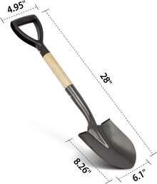 VNIMTI Shovel For Digging, Round Small Shovel With Wooden D-Handle, Metal Garden Shovel For Gardening, 28 Inches - 1 - View 8