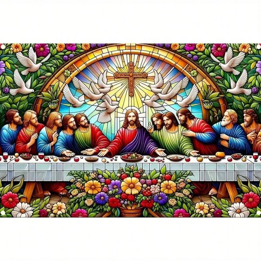 DIY Diamond Painting Kit (Frameless) - Last Supper Religious Pattern 5D Diamond Painting Handmade Mosaic, Suitable For Home Wall Decor
