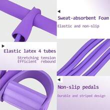 21 Fitness Resistance Bands-6 Tube Pedal 2025 Upgrade Stretch Bands Exercise Sit Up Exercise Equipment AB Training Auxiliary Device Workout Equipment Women Men - Purple - View 5
