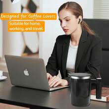 380ml Taza de Café Negra / Rosa Auto Agitadora Automática Magnética, Recargable por USB 380 ML Vaso Mezclador Eléctrico de Alta Velocidad Agitador Magnético Automático con Tapa para Café/Leche/Proteína en Polvo/Chocolate Caliente - Doble Funcionalidad, Uso con una Mano, Limpieza sin Esfuerzo - Negro - Ver 3