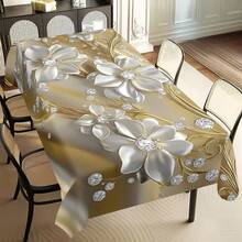 1/20pcs Elegant Polyester Tablecloth,Diamond Tree And Flowers Pattern,Machine Washable,For Kitchen Dining, Buffet Table, Holiday Dinner, Party, Banquet, Restaurant, Wedding, And Home Decoration - Perfect For Any Occasion